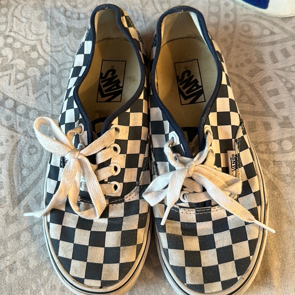 Vans checkered Tie Navy White Mens 6 Womens 7.5